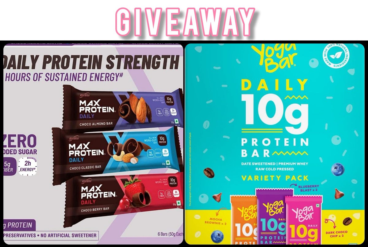 3000 mark 'PROTEIN BARS' Giveaway

Woke up to this number and I'm extremely thankful to everyone here

I'll be giving it to a few people

• Better choice than mindless snacking • Comes very handy while traveling
• Easy Protein

𝗧𝗼 𝗾𝘂𝗮𝗹𝗶𝗳𝘆
- Retweet
- Comment: Protein