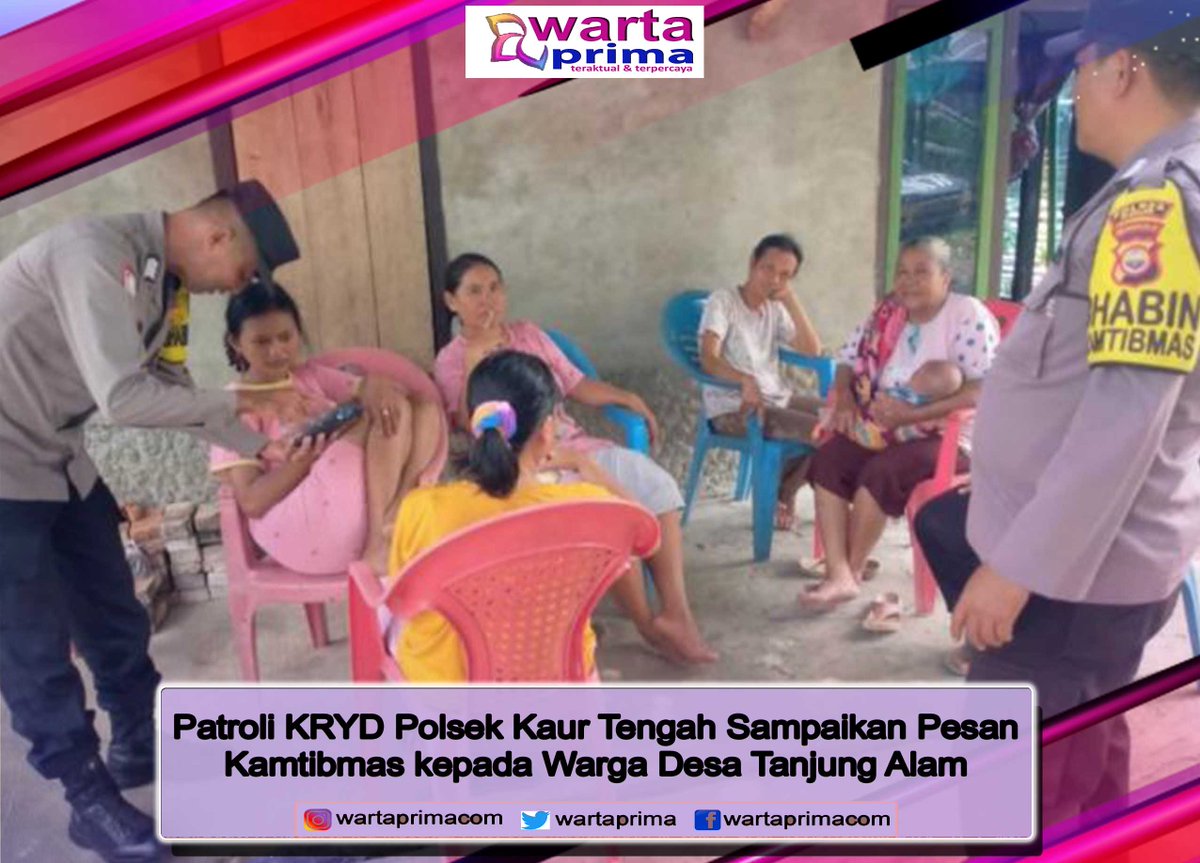 WartaPrima's tweet photo. Patroli KRYD Polsek Kaur Tengah Sampaikan Pesan Kamtibmas kepada Warga Desa Tanjung Alam
https://t.co/Yjx6SxM0Ur
#wartaprima
#indonesia
#bengkulu
#mediasiber
#mediaonline
#PatroliKRYD
#PolsekKaurTengah https://t.co/Gmx9IwtcX8