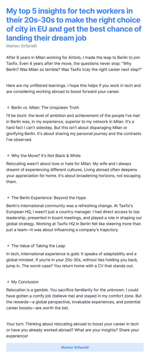 My top 5 insights for tech workers in their 20s-30s to make the right choice of city in EU and get the best chance of landing their dream job