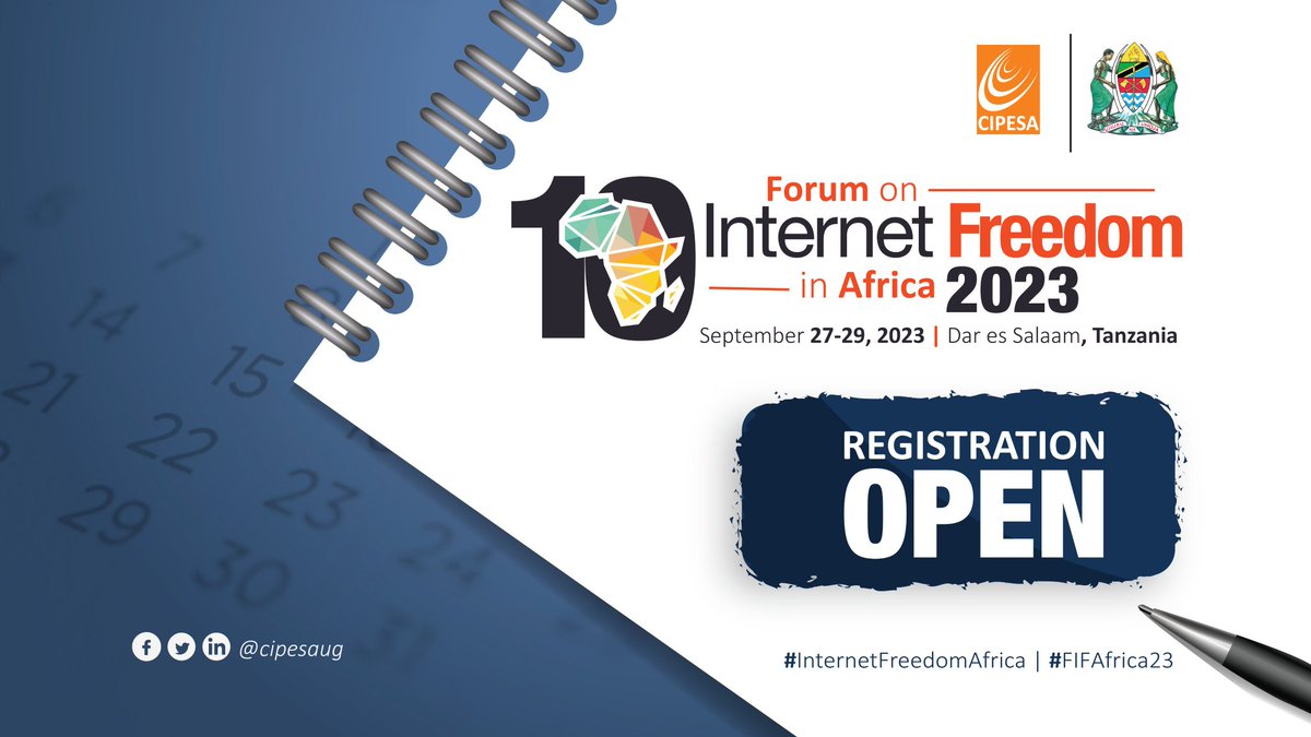📢📢#FIFAfrica23 REGISTRATION IS OPEN‼️

Full steam ahead to the Forum on Internet Freedom in Africa taking place in Dar es Salaam, #Tanzania! 

Be sure to join the community🎇 #InternetFreedomAfrica!

Register for in-person or virtual attendance ✍️
whova.com/portal/registr…