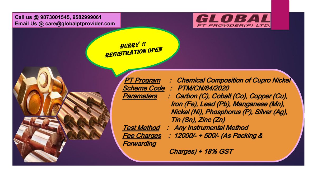 pt_limited's tweet image. #proficiencytestings #ptprograms #chemicalcomposition #cupronickel #parameters #phosphorus #nickel #copper #carbon #cobalt #manganese #silvertin #ironLead #zinc #testmethods #instrumentalmethod #hurryup #registrationisopen