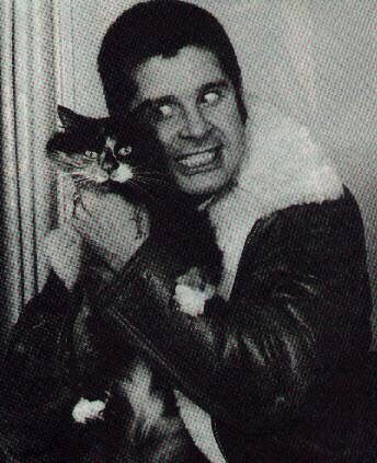 Ozzy Ozbourne with his cat, 1979. What do you think Ozzie would name his cat?🐈‍⬛😾