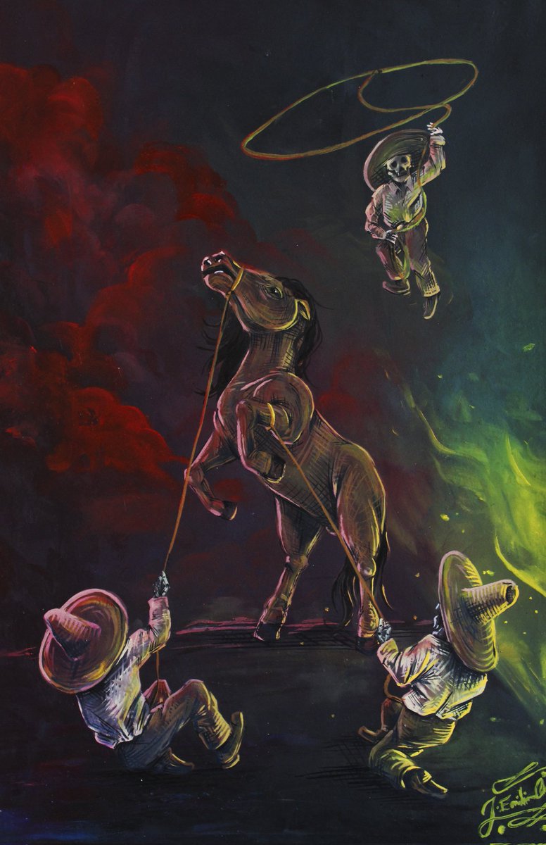 My artwork 'INDOMITABLE' oil on canvas 🐎 , greetings everyone ✌🏼
#oilpainting #horses #arabhorses #mustanghorses #artwork  #mexicanartwork #dubaiart #mexicoart #tapatios