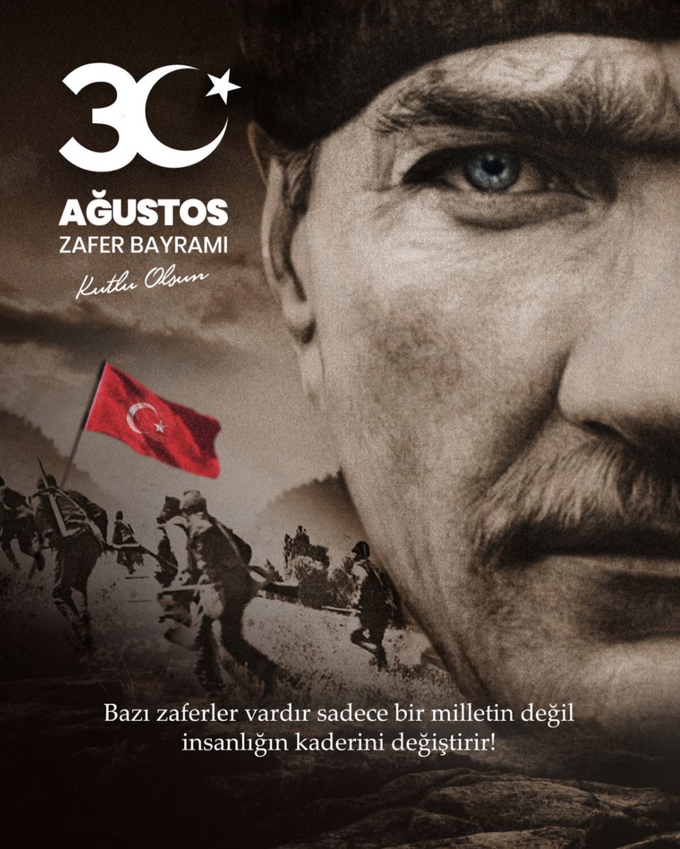 Büyük zaferin 101. yılında başta Cumhuriyetimizin kurucusu, Ulu Önder Gazi Mustafa Kemal Atatürk ve silah arkadaşları olmak üzere, tüm şehitlerimizi, saygıyla ve minnetle anıyoruz. 

30 Ağustos Zafer Bayramımız kutlu olsun! 🇹🇷❤️🧿 #30AğustosZaferBayramı