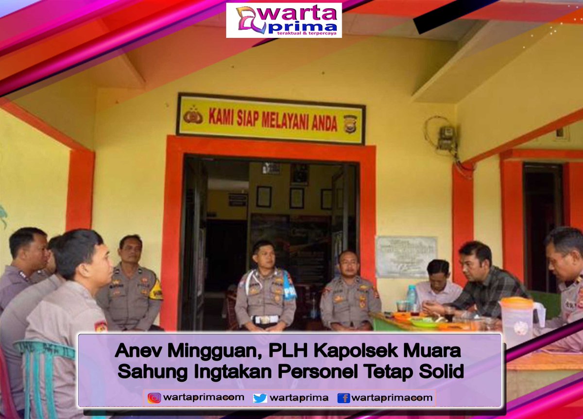 WartaPrima's tweet photo. Anev Mingguan, PLH Kapolsek Muara Sahung Ingtakan Personel Tetap Solid
https://t.co/W5aC5iWsCo
#wartaprima
#indonesia
#bengkulu
#mediasiber
#mediaonline
#polsekmuarasahung https://t.co/PyFL6aI68w