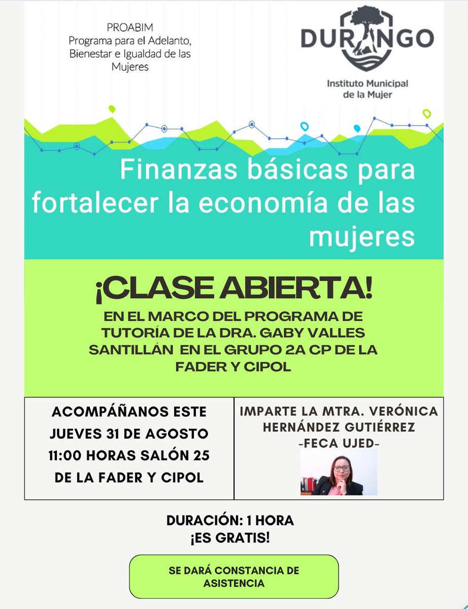 gaby_valles_s's tweet image. 🚨¡CLASE ABIERTA! #OpenClass Este jueves 31 de agosto a las 11:00 horas SALÓN 25 de la FADER y CIPOL ✅. ¡Acompáñanos y aprende sobre finanzas básicas! ¡Aprovecha esta charla gratuita enfocada a fortalecer la economía de las mujeres! 👩🏻💼💵💡@vehegu