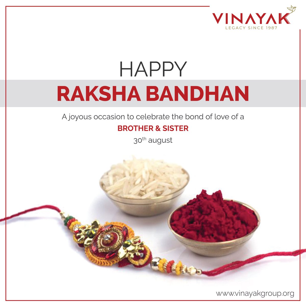 GroupVinayak's tweet photo. Wishing everyone a Happy Raksha Bandhan filled with happiness and togetherness.

Let's cherish the love, laughter, and endless support we share with our siblings by celebrating our beautiful bond on this joyous occasion of Raksha Bandhan.

#RakshaBandhan #SiblingLove https://t.co/pSBwO0HoWv