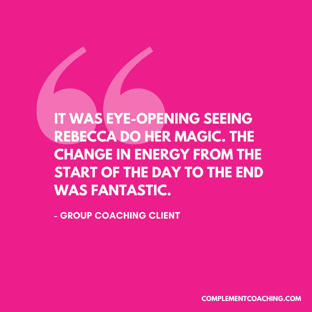 "It was eye-opening seeing Rebecca do her magic. The change in energy from the start of the day to the end was fantastic" - Group Coaching Client 

#coaching
#leadership
#mindset
#business
#leadershipcoaching