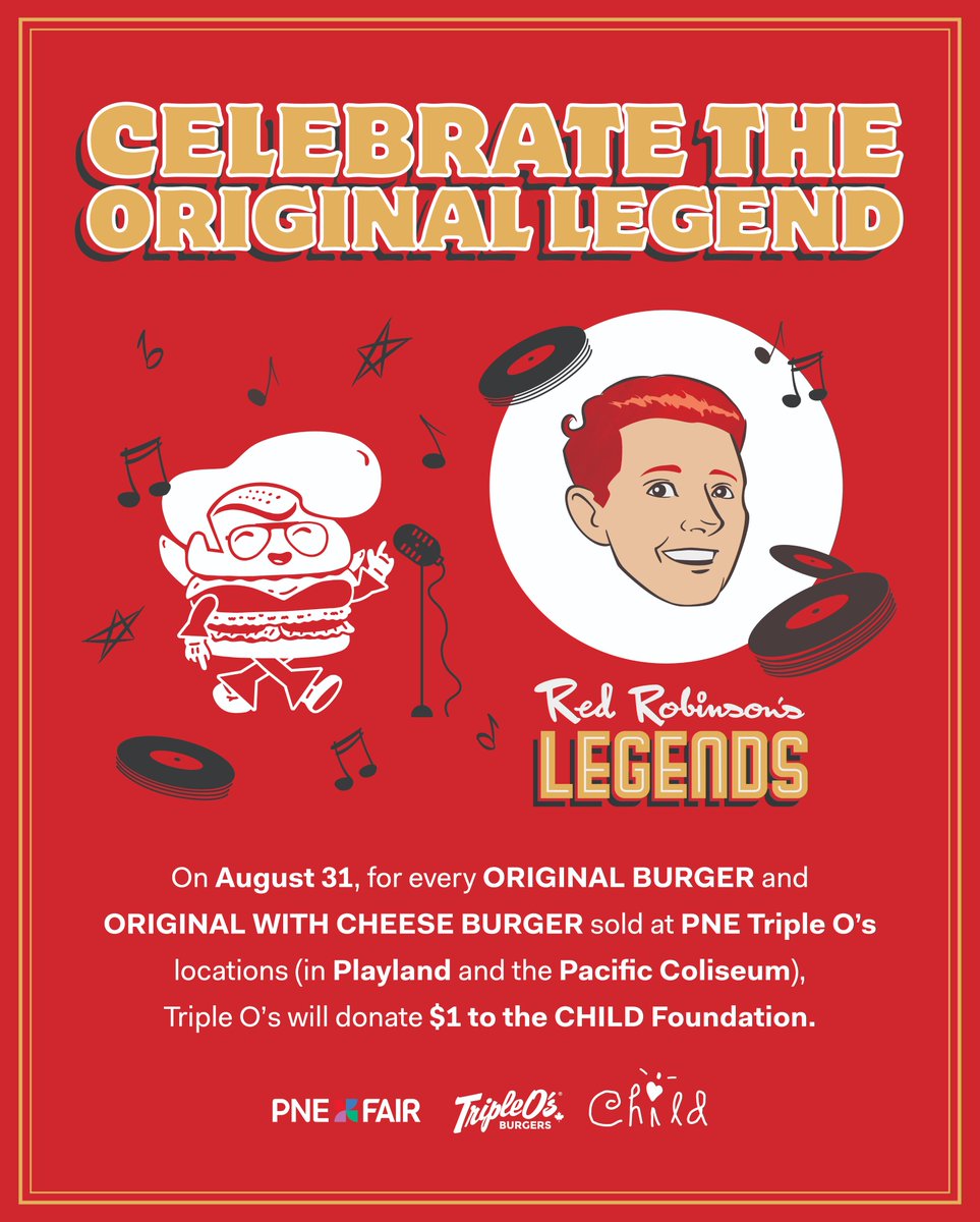 deejayred's tweet photo. You're at @PNE_Playland for Red Robinson Day and you're hungry. Here's a great idea from @TripleOs. https://t.co/hGTGj2Vq0C

#TripleOs #BritishColumbia #Vancouver #BC #BCBorn #RedRobinson #PNEPlayland #Elvis https://t.co/7oKLHZXwDz