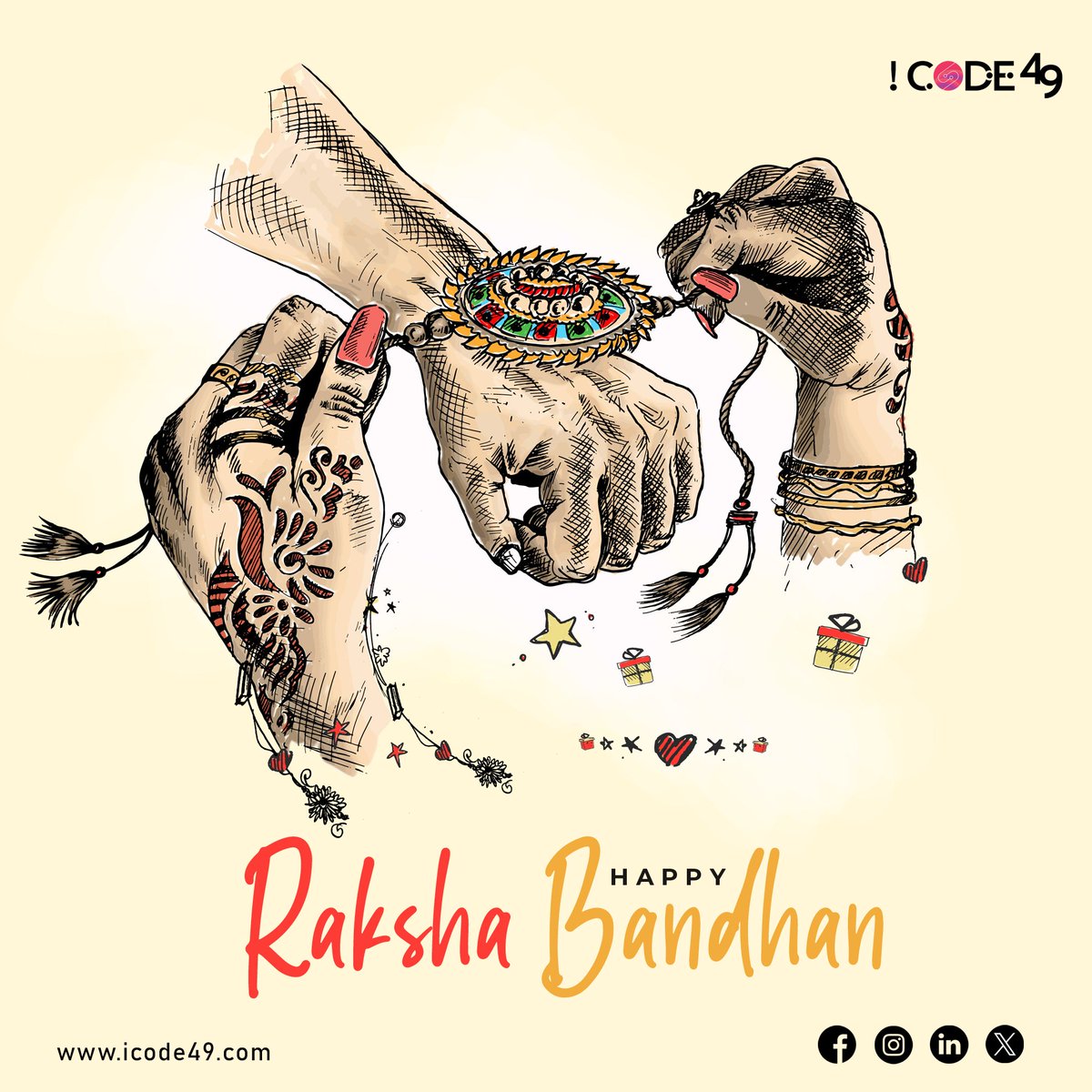 icode49's tweet image. Celebrate the beautiful bond of love and protection between siblings. iCode49 wishes you all a very Happy Rakshabandhan! 🌺🎈
#rakshanabdhan2023 #siblinglove #siblingbond #rakshabandhan #rakshabandhangifts #brothersisterlove #rakhispecial #familybonding #icode49