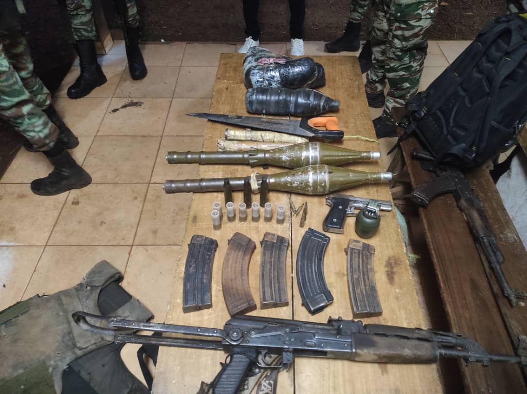 Bafut, Mezam, NWR. 29/8/23. One zombie granted independenG and several others nicely tattooed by our galant forces. An AK47, two RPGs , an automatic pistol, IEDs, 4 charger boxes, a grenade and amunnitions were seized from the terrorists.