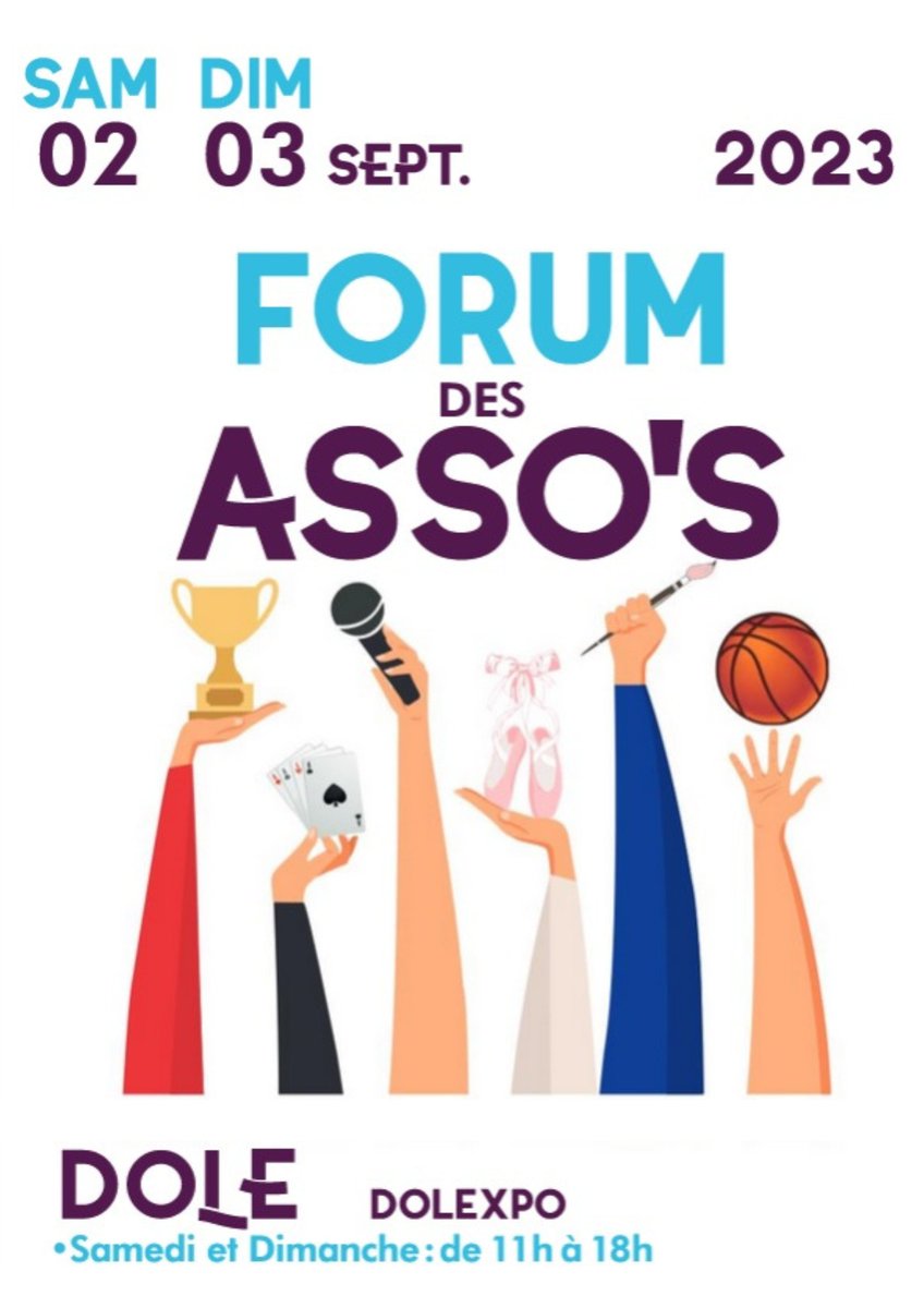 ADMRduJura's tweet image. 📢 L&apos;#ADMR du #Jura sera représentée sur les #Forums des #associations suivants :
➡️ #Dole : 02 et 03/09 - DOLEXPO
➡️ #Lons-le-Saunier : 03/09 - PARC DES BAINS
➡️ #Arinthod : 09/09 - SALLE POLYVALENTE d&apos;ARINTHOD
➡️ #Mignovillard : 16/09 - SALLE DES SPORTS DE MIGNOVILLARD