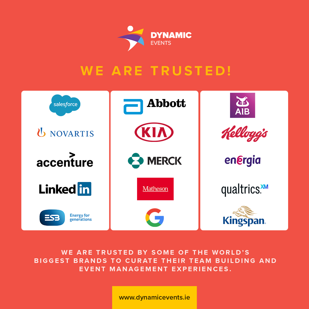 DynamicEventsIE's tweet image. At Dynamic Events Ireland, we're honoured to be the trusted choice of some of the world's most influential brands for crafting unforgettable team-building and event management experiences. 🏢💼

#DynamicEvents #CorporateEvents #IrishEvents #TeamBuilding #EventManagement