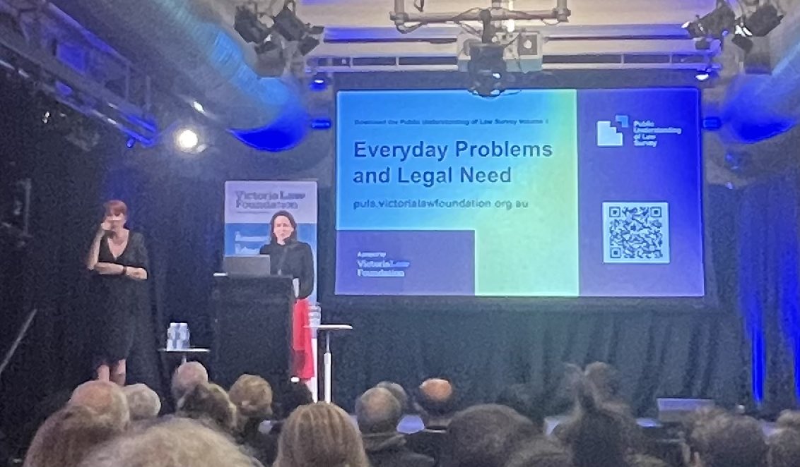 Exciting to be at the launch of the ground breaking research by the #Victoria Law Foundation on the Public Understanding of Law, exploring both legal need &amp; #legal capability (the ability to understand legal problems &amp; how to resolve them). <a href="/VicLegalAid/">Victoria Legal Aid</a> <a href="/VicLawFoundn/">Vic Law Foundation</a> <a href="/JaclynSymes/">Jaclyn Symes</a>
