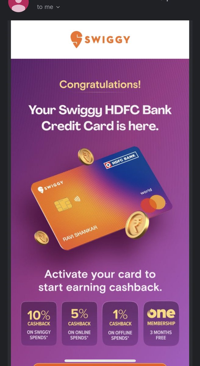 545sj's tweet photo. @HDFCBank_Cares Never received any such matter over mail (email/postal) 

This is all I keep on getting every single day - in emails/notifications etc. I am getting SMSes to activate my card! https://t.co/fXXoZzrJMS