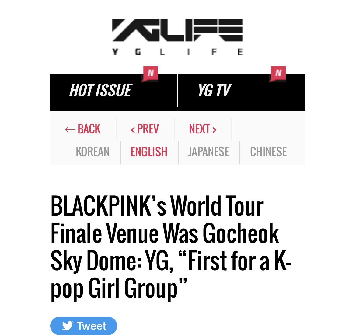 BLACKPINKCNTRAL's tweet photo. YG LIFE update with @BLACKPINK

“Girl group #BLACKPINK has made history by becoming the first K-pop girl group to perform solo at the Gocheok Sky Dome.

In fact, over the past 11 months, BLACKPINK has sold out performances in major stadiums and arenas in 24 countries and 34 cities across North America, Europe, Asia, Oceania, and the Middle East, for a total of 64 shows. This highlights the immense global stature BLACKPINK holds as they emerge as TOP ARTISTS not just domestically but internationally.

With this, BLACKPINK not only undertook the most extensive world tour by a K-pop female artist but also became the FIRST female artist in Korea to perform at Gocheok Sky Dome, marking another historic milestone.”

#BORNPINKFINALE   #BLACKPINK_WORLDTOUR