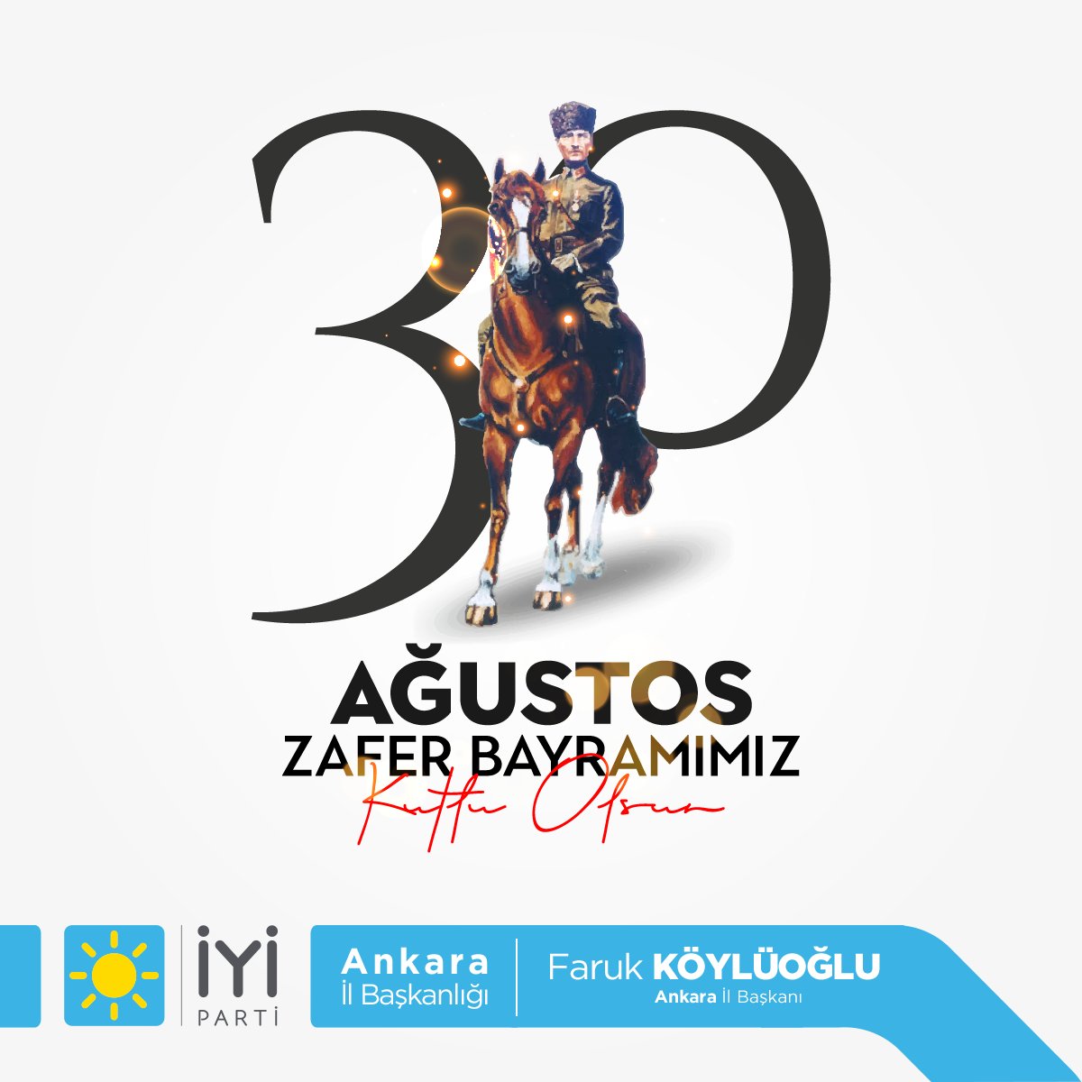 Bugün, Türk milletinin onurlu direnişinin ve kahramanlığının zafer günü! İstiklal Savaşı’nda yazılan destan, milletimizin azmi ve vatan sevgisiyle
dolu bir başarı hikayesidir.

Vatanımızın bütünlüğü ve bağımsızlığı için canlarını feda eden şehitlerimizi rahmet ve minnetle anıyor,