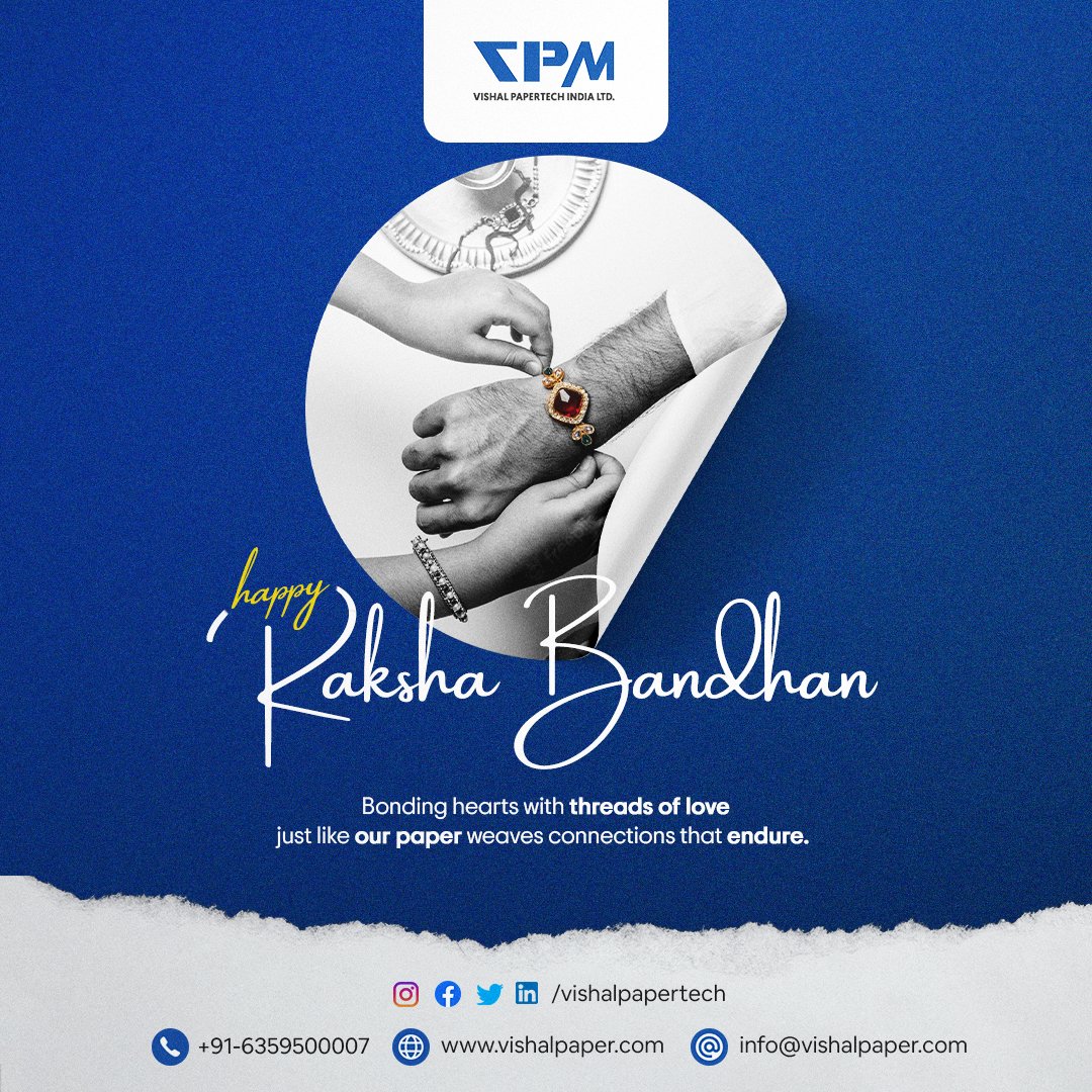 VishalPapertech's tweet image. 📷 Happy #RakshaBandhan! 📷 Today, #VishalPaperTech celebrates the unbreakable bonds that hold us together, just like our high-quality #DuplexPaper boards! 📷📷 To all the sisters and brothers out there, may your love and protection always remain strong. 📷 #SiblingsLove