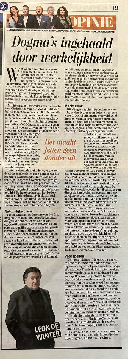 Top column van <a href="/leondewinter/">Leon de Winter</a> in <a href="/telegraaf/">De Telegraaf</a> over politiek en dogma’s