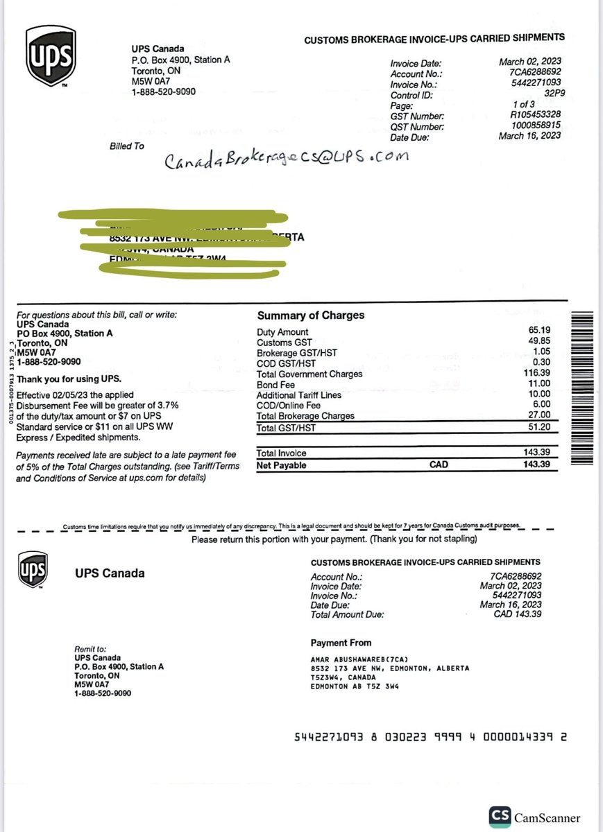 amarabu2222's tweet image. @UPS 

📦 Dealing with duplicate UPS invoices (#5442271093, #5442238898) and a lost shipment issue. After 2 frustrating weeks of calls, seeking urgent supervisor/manager contact at 780-296-5030 for resolution. #UPSProblem #CustomerServiceHelp