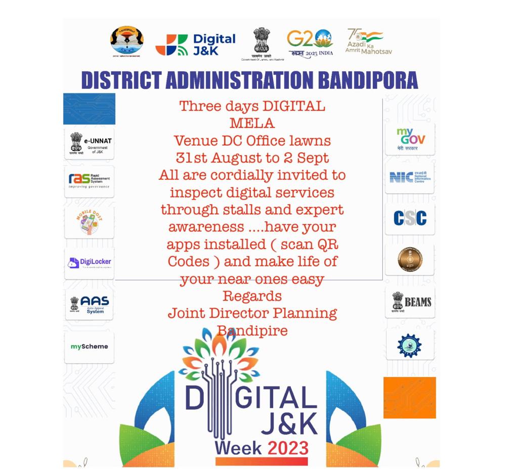 dicbandipora's tweet photo. #DigitalWeekJK2023
#DigitalTransformation
@dcbandipora
@ddnews_jammu
@DDNewslive
@ddnewsSrinagar
@diprjk
@MIB_India
@OfficeOfLGJandK
@PIB_India
@PIBSrinagar https://t.co/aZVNiQEPU3