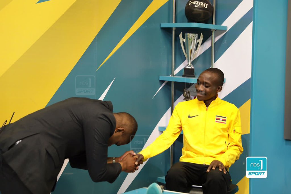 andrewkabuura's tweet photo. Only way I could greet #WorldAthleticsChampionships marathon Gold Medalist 👑Victor Kiplangat 👑 this morning on #NbsPortThisMorning. What a story! https://t.co/YRr2gTeHKO