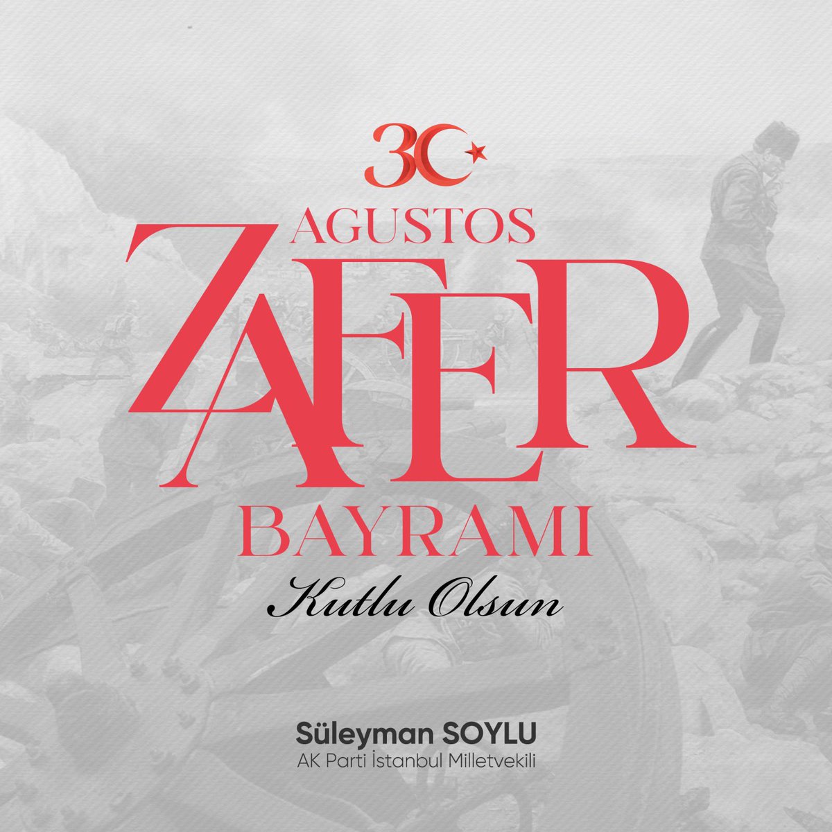 Ortaya koydukları onurlu mücadele ile bize hem bir gelecek hem de onurlu bir insanlık davasını bir miras olarak bırakan başta büyük zaferin komutanı Gazi Mustafa Kemal Atatürk olmak üzere, büyük zaferin tüm komutanlarını, şehit ve gazilerini rahmet ve şükranla anıyor, Aziz