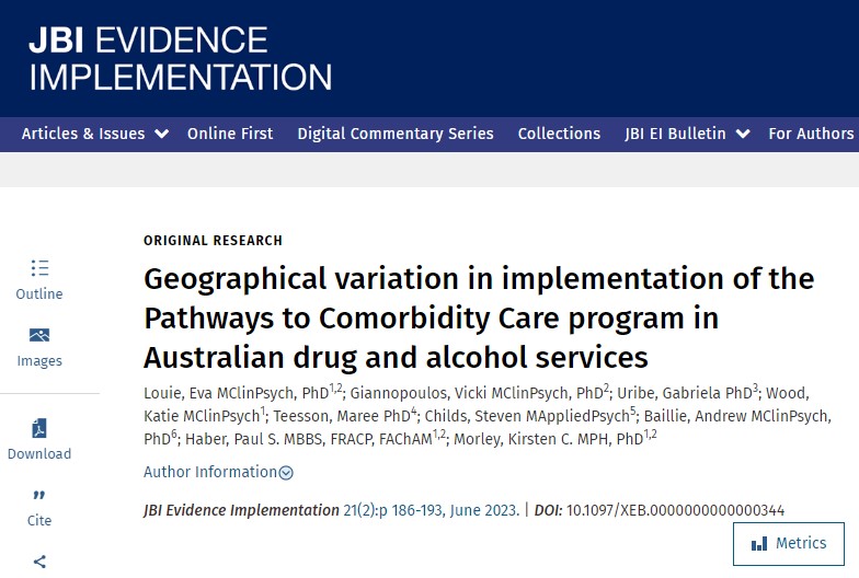 There is a high prevalence of comorbid drug/alcohol and mental health disorders, and there is an #implementation gap in the provision of evidence-based treatments for this population. #JBIMethodology A @JBI_EI original research paper: rb.gy/poks0 #WorldEBHCDay