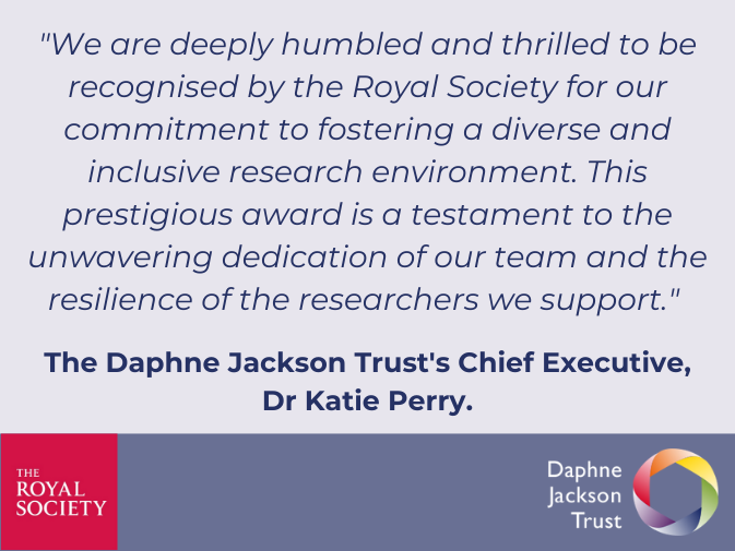 DaphneJacksonTr's tweet photo. The Trust have been honoured with the prestigious @royalsociety Research Culture Award. "This award is a testament to the unwavering dedication of our team and the resilience of the researchers we support", Dr Katie Perry, Chief Executive. Read more 👉https://t.co/tTyxXjTcfD https://t.co/GeEjIeYWYw