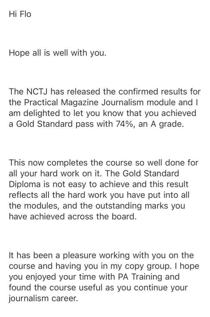 Flo Cornall (@flocornall) on Twitter photo Buzzed to have achieved a gold standard in my NCTJ diploma 🎉
Thanks to @PA_Training <a href="/_CreativeAccess/">Creative Access</a> for selecting me to be part of the Future of Journalism Fellowship Award.
Thanks to <a href="/sealadrian/">Adrian Seal</a> and Tina Moran for leading the course, as well as everyone I met along the way! Buzzed to have achieved a gold standard in my NCTJ diploma 🎉
Thanks to @PA_Training <a href="/_CreativeAccess/">Creative Access</a> for selecting me to be part of the Future of Journalism Fellowship Award.
Thanks to <a href="/sealadrian/">Adrian Seal</a> and Tina Moran for leading the course, as well as everyone I met along the way!