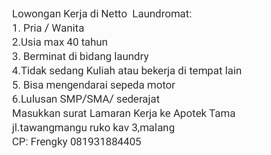 petter_tedjo's tweet photo. Min @infomalang , ini ada lowongan kerja: https://t.co/eEYPdmETHJ