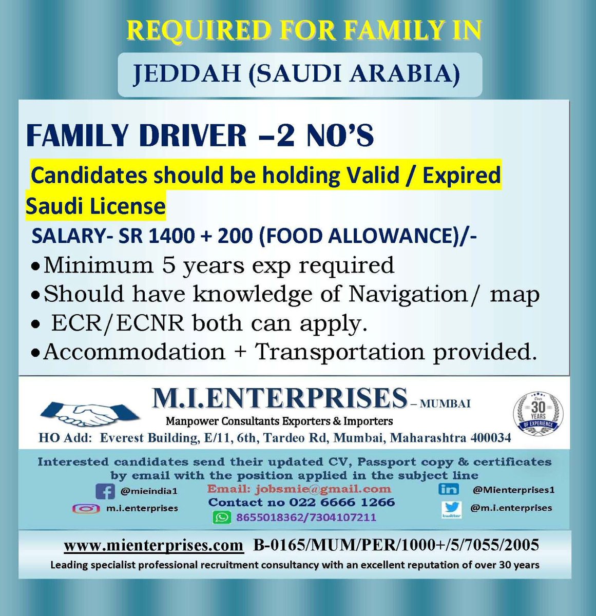 mi_enterprises's tweet photo. Greetings interested candidates can send their update resume on mentioned I'd& mobile number jobsmie@gmail.com/advmie@gamil.com WhatsApp:+91 8850807505 #hr #hrjobs #gulfjobs #omanjobs #saudiarabiajobs #qatarjobs #zoom #interview #cvselection #employment #new https://t.co/u8Ecq0o99s