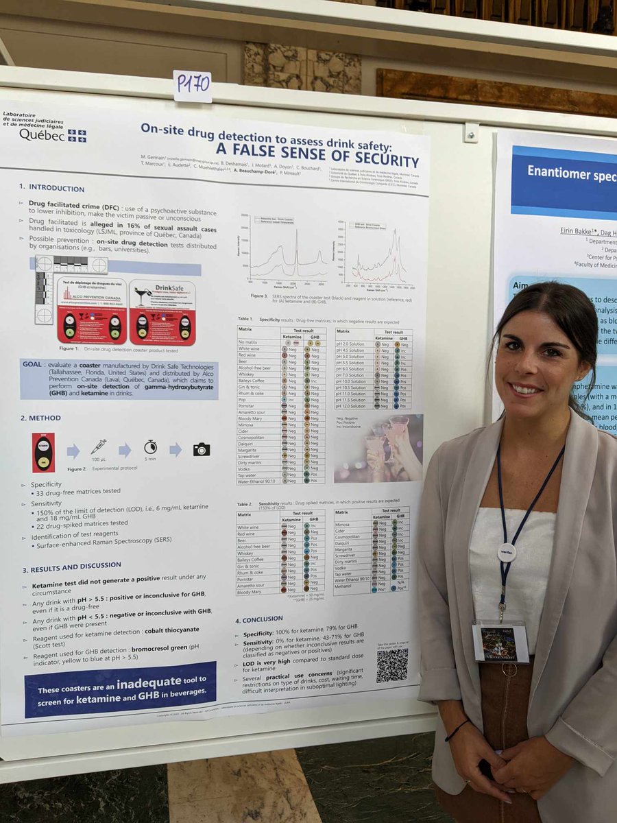 ToxBrigitte's tweet photo. While I can't attend #TIAFT2023 this year, 🥲 I have some wonderful colleagues presenting our work! Make sure to check our poster P170 assessing the efficiency of a drink spiking detection device, 🍸 or download a copy at https://t.co/skgHjpKLK2 TLDR: don't rely on them 😬 (1/4) https://t.co/LMILmXxe04