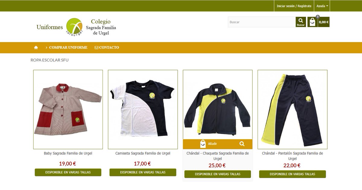 CURSO 2023-2024. A todas las familias: la venta de uniformes tendrá lugar el día 6 de septiembre, de 9h a 19h, en el colegio.