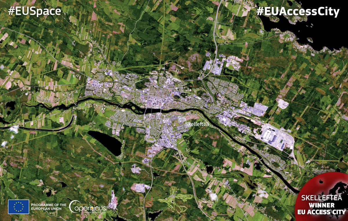 #EUSpace for #2023EUCapitals  

The future of Europe is #accessible 🤝

👇#Copernicus #Sentinel2 🇪🇺🛰️view of #Skellefteå, #Sweden 🇸🇪, a city known for prioritising accessibility to improve citizens’ and visitors’ quality of life

#EUAccessCity