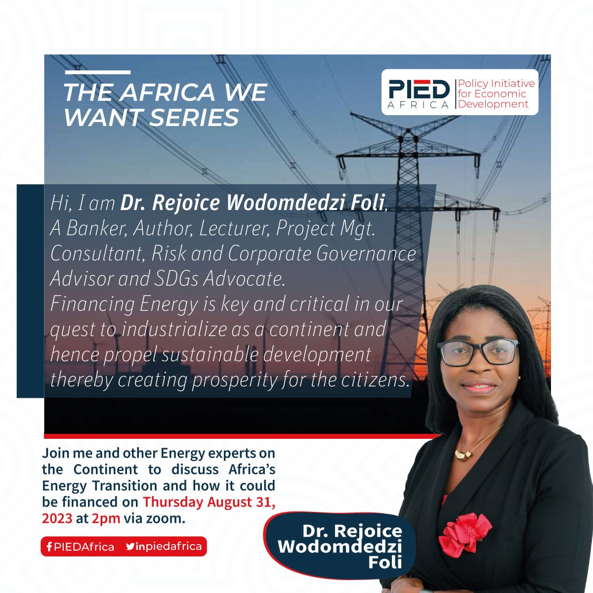 🌟 Dr. Rejoice Wodomdedzi Foli: Empowerment Dynamo 💼🌍 CEO of G-WEALTH Consults, she's igniting change through capacity building &amp; governance. Join us at #AfricaWeWant to be inspired by her transformative journey! 🚀🔋 #AfricanUnion #AfCFTA #PIEDAfrica #Agenda2063