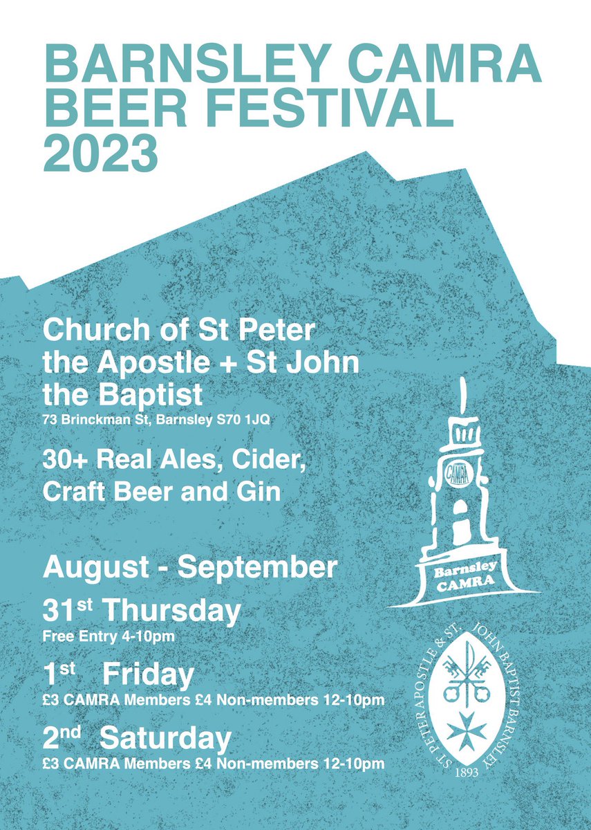 St. Peter and St. John Baptist, Barnsley (@stpetersbarns) on Twitter photo The <a href="/Mayor_Barnsley/">Mayor of Barnsley</a> will open our <a href="/BarnsleyCAMRA/">🍺 Barnsley CAMRA</a> <a href="/BeerBarnsley/">🍻Barnsley Beer Festivals🌥</a> festival tomorrow at 4pm! Come and join us. @BishopWakefield <a href="/CentralAreaTeam/">Your Life Doncaster - Central Area</a> <a href="/NEBarnsley/">North East Area Team</a> @DanJarvisMP <a href="/LeedsCofE/">Diocese of Leeds</a> <a href="/CAMRA_Official/">CAMRA</a> <a href="/RogerProtzBeer/">Roger Protz</a> <a href="/ChronOnline/">Barnsley Chronicle</a> The <a href="/Mayor_Barnsley/">Mayor of Barnsley</a> will open our <a href="/BarnsleyCAMRA/">🍺 Barnsley CAMRA</a> <a href="/BeerBarnsley/">🍻Barnsley Beer Festivals🌥</a> festival tomorrow at 4pm! Come and join us. @BishopWakefield <a href="/CentralAreaTeam/">Your Life Doncaster - Central Area</a> <a href="/NEBarnsley/">North East Area Team</a> @DanJarvisMP <a href="/LeedsCofE/">Diocese of Leeds</a> <a href="/CAMRA_Official/">CAMRA</a> <a href="/RogerProtzBeer/">Roger Protz</a> <a href="/ChronOnline/">Barnsley Chronicle</a>
