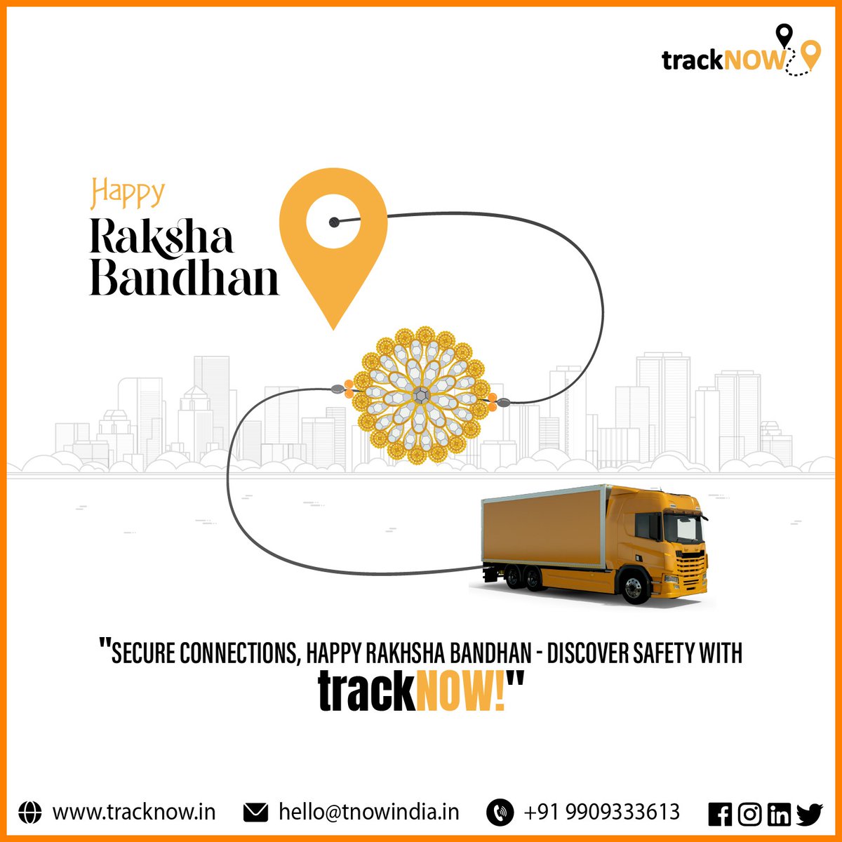 'Happy Raksha Bandhan! 

@Tracknow 
tracknow.in

#happyrakshabandhan #secureconnections #tracknow #safetyfirst #reliability #peaceofmind #festiveseason #securetechnology #tracking #securitysolutions #familyprotection #safetravels #peacefulmind #connectedsecurity