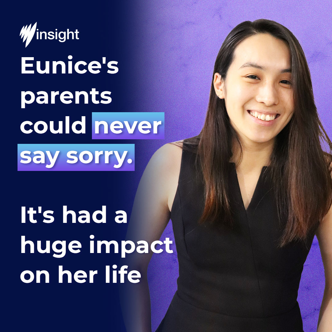 Eunice says when she was young, her parents would give her sliced fruits after an argument. Apologising would seem like they'd 'lost their authority'. As an adult, Eunice confronted her parents about it. Here's what happened: bit.ly/45uY5sG