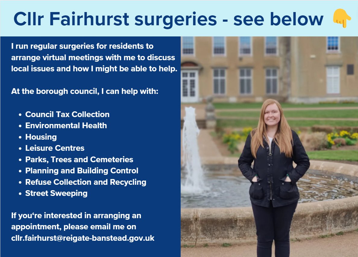 Want to chat about bins, planning, trees, litter or Priory Park? Or perhaps something else?

Email me to book in a virtual appointment 👇