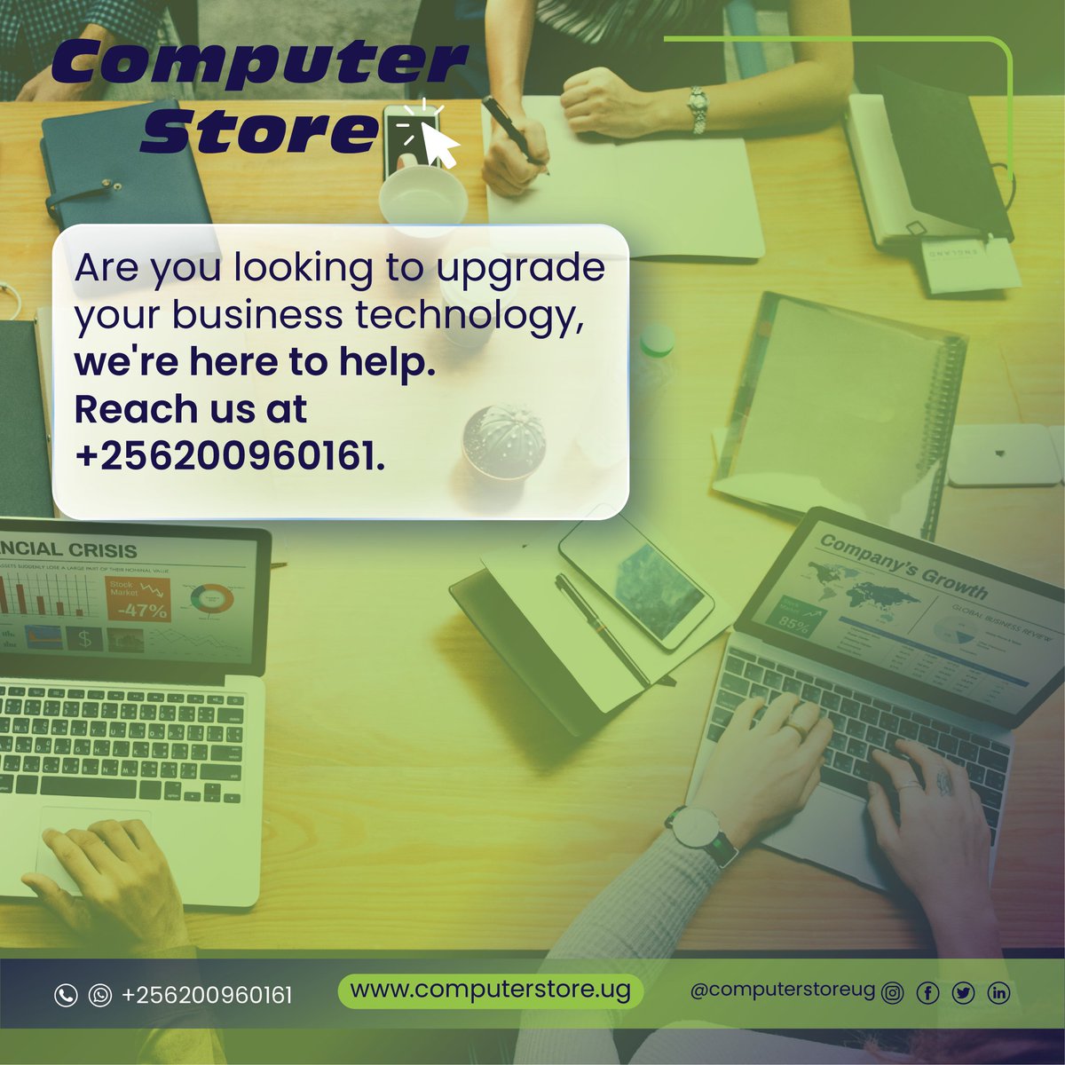 Are you looking to upgrade your technology for business expansion? Our team is here to assist with cloud computing, VoIP, and internet solutions. 

To learn more, contact us at +256200960161 or info@computerstore.ug. #NextGenerationITSolutions