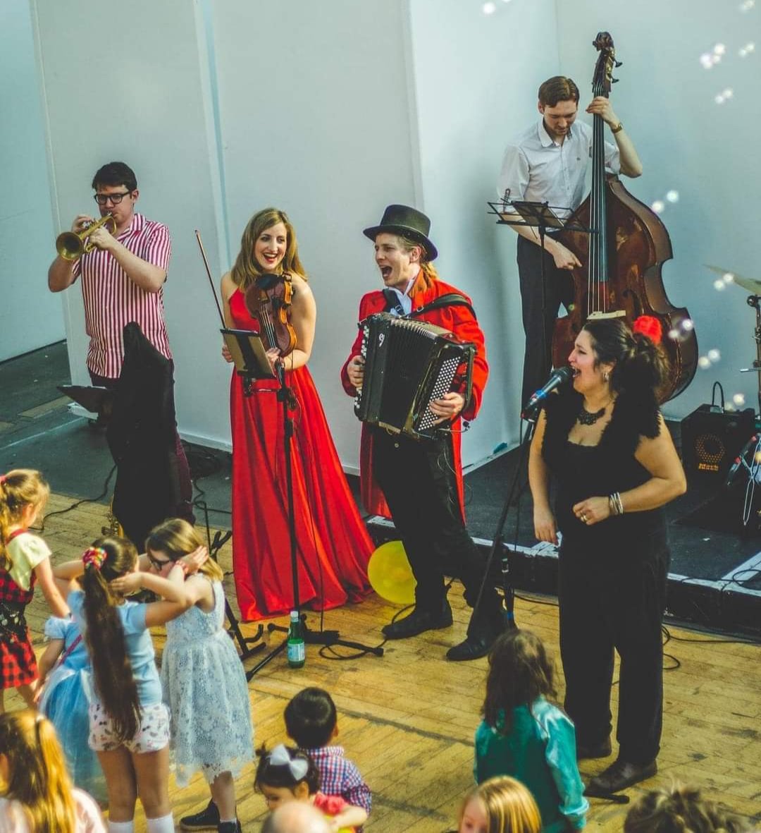 Looking forward to welcoming Smash Kafana to #AllenValleysFolkFestival on Sat night. 
A power-packed 9-piece playing a magnificent mixture of gypsy, Balkan and klezmer music. This band of musical virtuosos takes the audience on a truly riotous and magical musical journey.