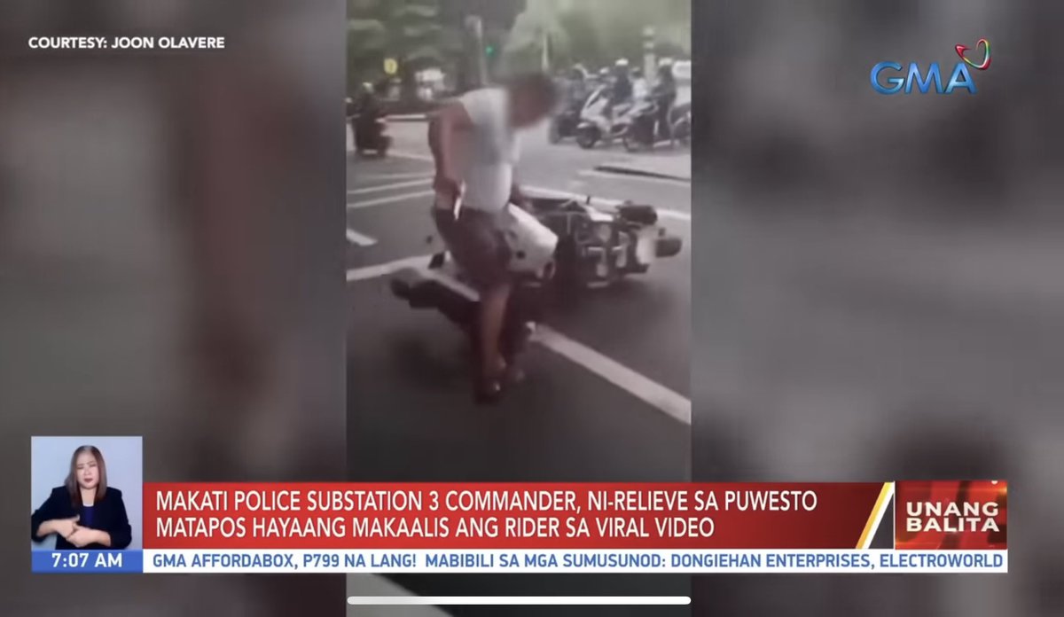 JUST IN: Army spokesperson tells <a href="/gmanews/">GMA Integrated News</a> rider in viral road rage video not a member of the Philippine Army.