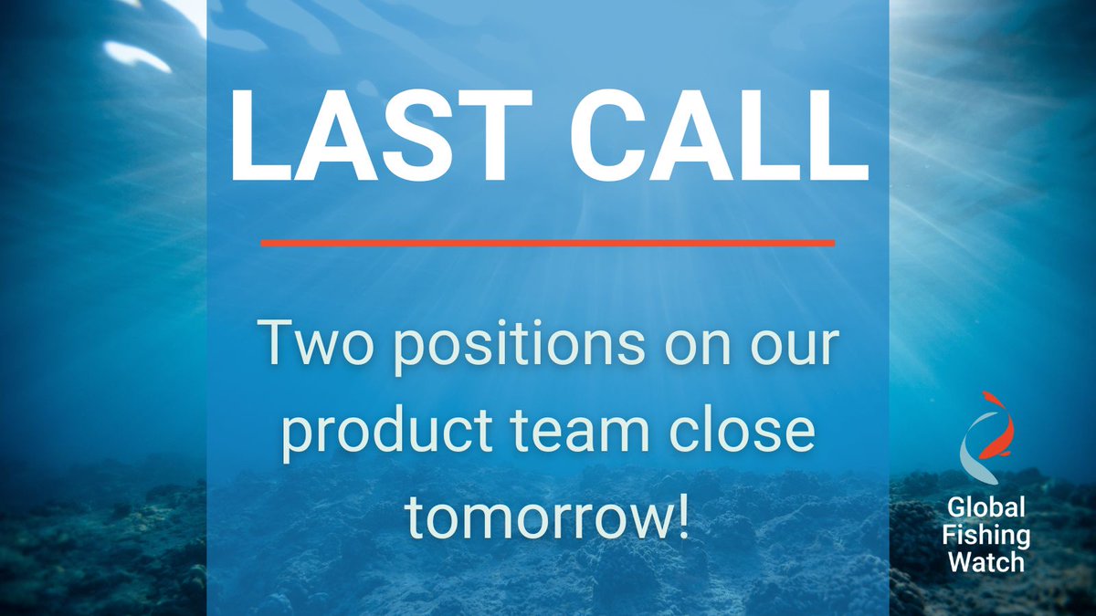 🚨 Hurry! We have 2️⃣ exciting opportunities on our product team that close tomorrow, Thursday, 31 August 🗓️ 🔸 Product manager, country data integration 🔸 User researcher Apply today! Full details here 👉 globalfishingwatch.org/careers/ #RemoteWork #NowHiring