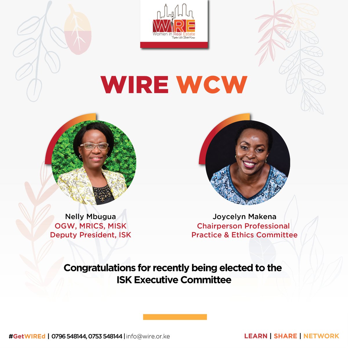 WIRE KENYA (@wirekenya) on Twitter photo It's #WCW time 😍
Congratulations to Nelly Mbugua, OGW and <a href="/joycelyn_makena/">Joycelyn Makena</a> for being elected to the Institution of Surveyors in Kenya Executive Committee as the vice president and Chairperson Professional Practice & Ethics Committee respectively.
<a href="/isk_kenya/">The Institution of Surveyors of Kenya</a>
#GetWIREd It's #WCW time 😍
Congratulations to Nelly Mbugua, OGW and <a href="/joycelyn_makena/">Joycelyn Makena</a> for being elected to the Institution of Surveyors in Kenya Executive Committee as the vice president and Chairperson Professional Practice & Ethics Committee respectively.
<a href="/isk_kenya/">The Institution of Surveyors of Kenya</a>
#GetWIREd