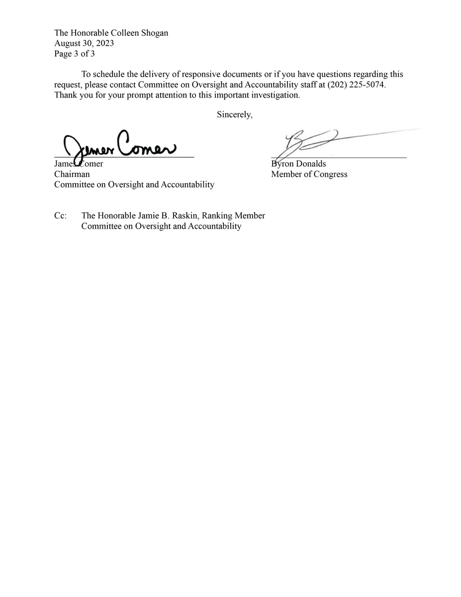 GOPoversight's tweet photo. 🚨JOE ABUSED VP PRIVILEGE🚨

Recent reporting indicates that, as VP, Joe Biden abused Air Force Two by allowing his son Hunter to tag along to AT LEAST 15 COUNTRIES to sell “The Brand” to enrich the Biden family. Hunter would regularly schedule business meetings while traveling abroad with the VP according to emails from his laptop.

Given this development and testimony from Devon Archer that then-VP Biden met with at least one of Hunter Biden’s associates in Beijing while visiting on official business, @RepJamesComer and @RepDonaldsPress are calling on the National Archives to provide documents, communications, and manifests related to then-VP Biden’s misuse of Air Force Two and Marine Two.

Read their letter to the U.S. Archivist 👇