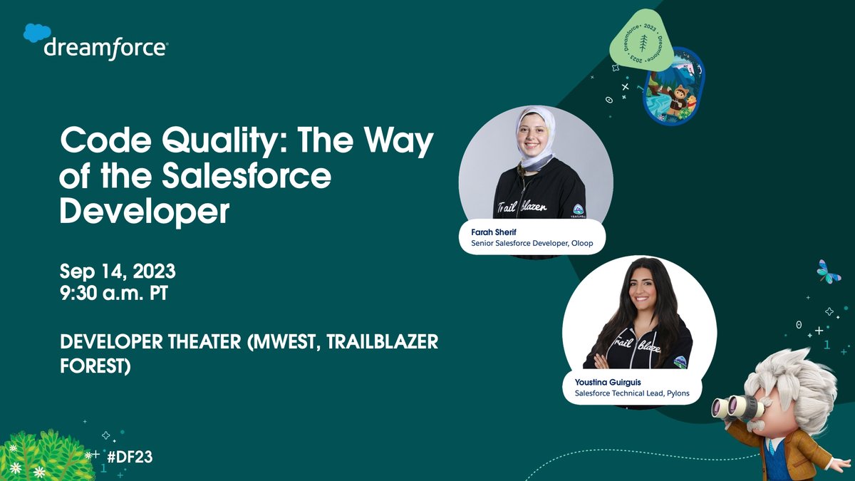 farahsherifgh's tweet photo. Excited to announce that I'll be attending and presenting at @Dreamforce  for the first time, along with my colleague @tinasforce.

Come join our session to discover coding best practices. 
#DF23 #salesforce #dreamforce https://t.co/gU2n58HWXk