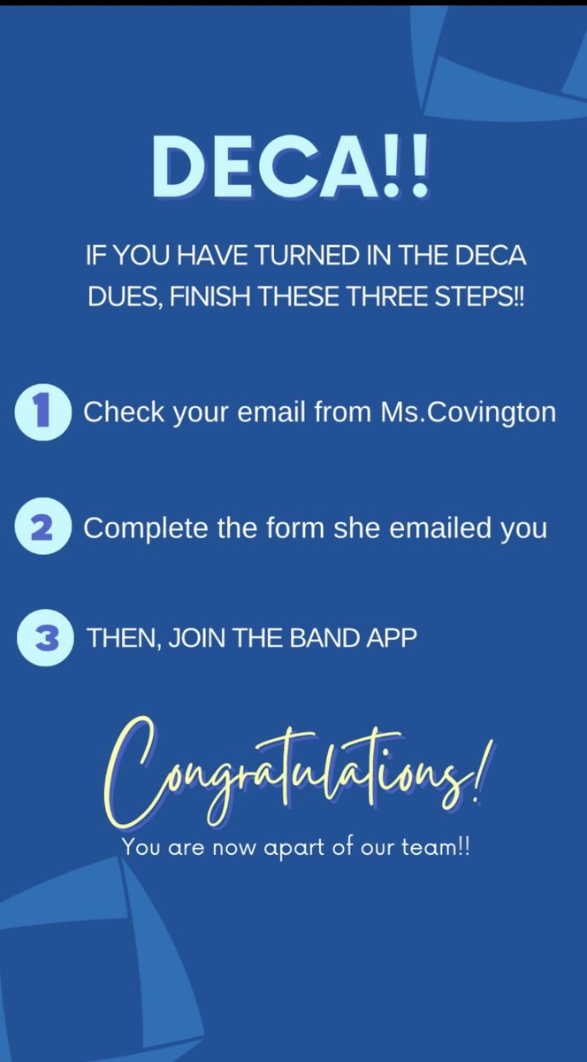 Blackman_DECA's tweet image. Don’t forget to do these steps after you turn in your dues!!!! #deca #tndeca