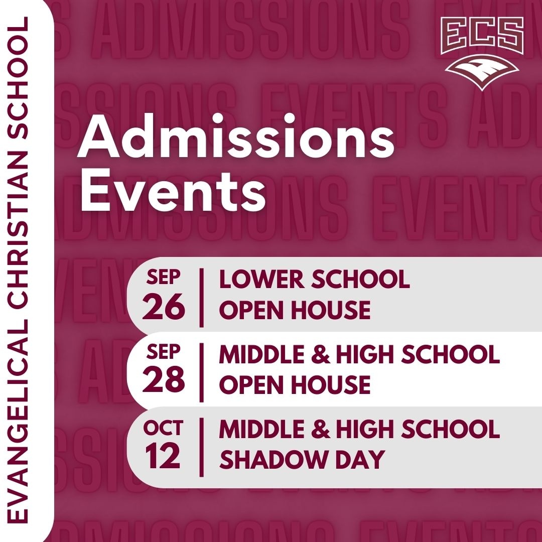 Curious about how ECS may be a good fit for your family? Register today for one of the upcoming Admissions Events! ⁠
⁠
Come see why IT'S A GREAT DAY TO BE AN EAGLE! ⁠
⁠
Attendees must register in advance at tinyurl.com/5t38pyc5 or call us at 901-754-7217 ⁠
⁠
#ECSeagles⁠