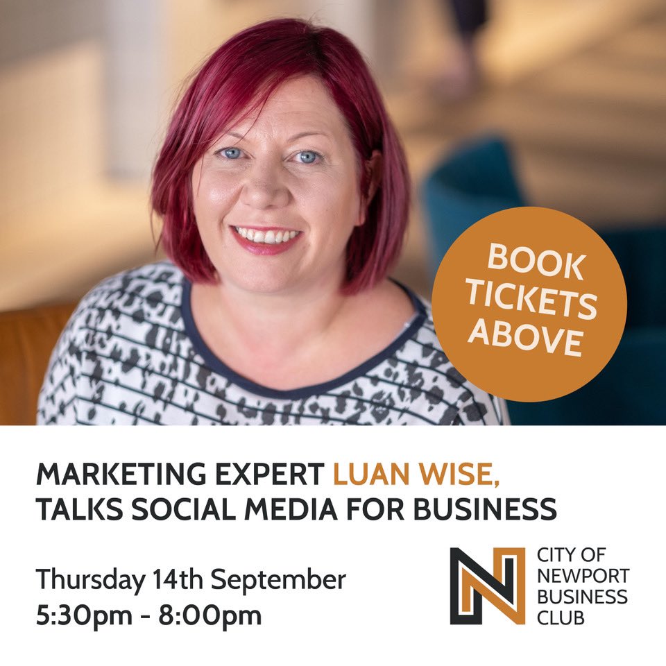 NPTBizClub's tweet image. Our September event is fast approaching, where marketing expert @luanwise talks social media for business. You won’t want to miss this, it’s on Thursday 14th September, at 5.30pm. Tickets can be purchased at bit.ly/45mkmZP #socialmedia #newportbizclub #event #newport